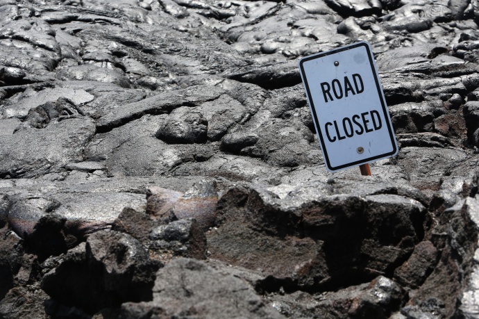 "Road Closed" sign. NPS Photo/Michael Szoenyi.