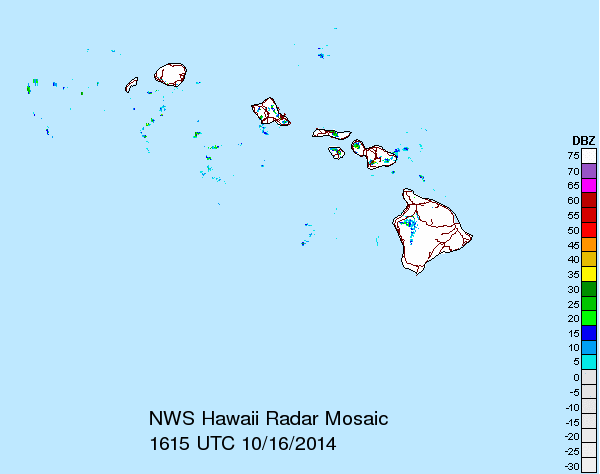 Radar imagery 10/16/14 6:30am - Image courtesy: National Weather Service in Honolulu