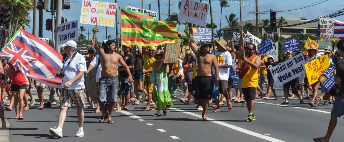 Anti-gmo march and rally in Kahului on Sunday, Oct. 26, 2014. Photo by Rodney S Yap.