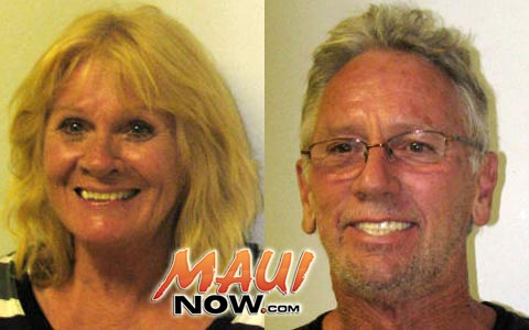 Sixty-five-year-old Ruth Crawfort of Ainaloa and 59-year-old Stephen Koch of Nānāwale were arrested for the offense of second-degree criminal trespassing after they were found in a restricted lava flow area. Photos courtesy Hawaiʻi County Police.