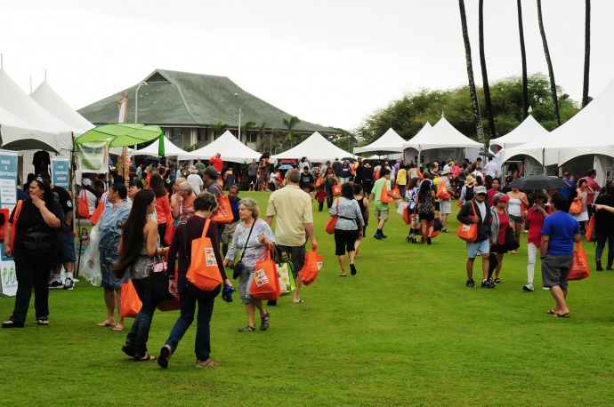 Despite the steady rain, the first-ever Made in Maui County Festival drew over 9,000 residents and visitors to the Maui Arts & Cultural Center for a full day of shopping.