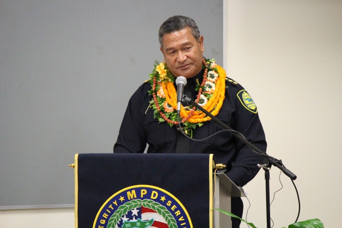 Maui Police Department Swearing-in Ceremonies for Chief Tivoli Taaumu and Deputy Chief Dean Rickard. Photos by Wendy Osher.
