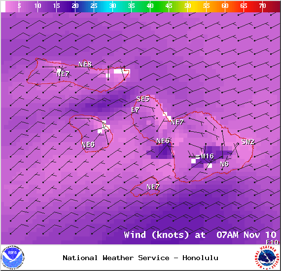 Expected winds at 7am - Image: NOAA / NWS