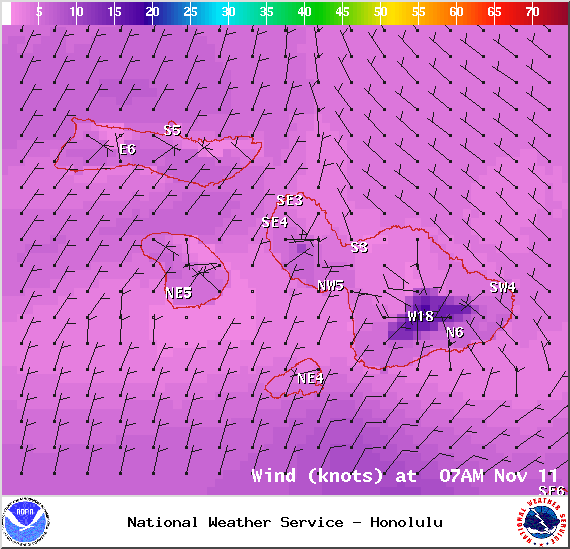 Expected winds at 7am - Image: NOAA / NWS