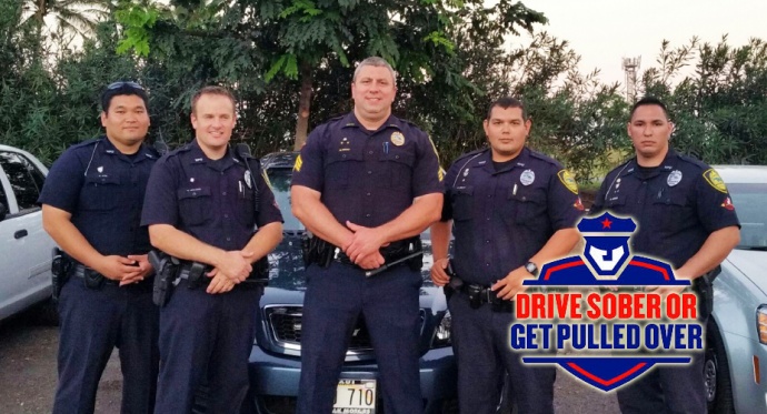Pictured from left to right: Officer Alvin OTA, Officer Ryan EHLERS, Sergeant Nick KRAU, Officer Carl EGUIA, and Officer Rusty IOKIA. Photo courtesy the Maui Police Department.