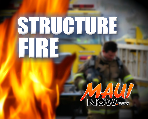 Structure fire, Maui Now graphic.