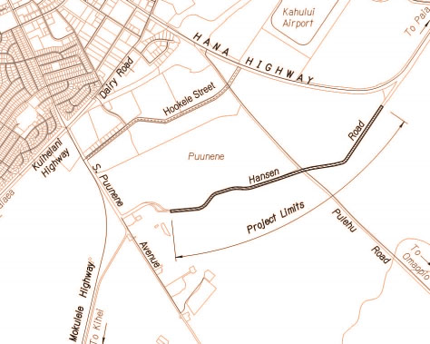 Hansen Road Pavement Reconstruction map. 