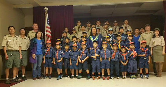 Meet and Greet with Wailuku Hongwanji Boy Scouts Pack 40 Meeting. Photo courtesy Rep. Tulsi Gabbard.