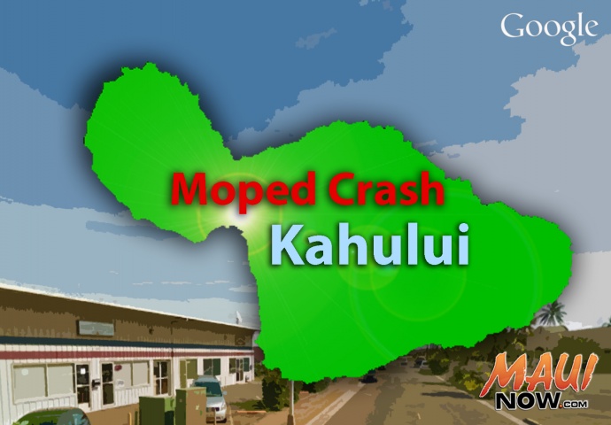 Moped Crash, Kahului. Background image courtesy Google Earth.