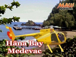 Hāna Bay medevac. Maui Now graphic.