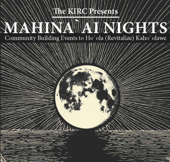 Mahinaʻai Night to Restore Kahoʻolawe. Event flyer.