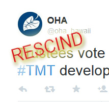 OHA twitter message announcing the vote.