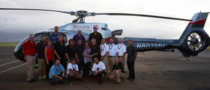 Maverick Helicopters celebrates the opening of its Maui operations with a ribbon cutting ceremony and Lei Day celebration. Courtesy photo. 