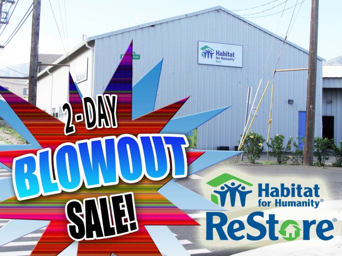 Habitat for Humanity Restore blowout sale. Graphics by Maui Now/ Wendy Osher.