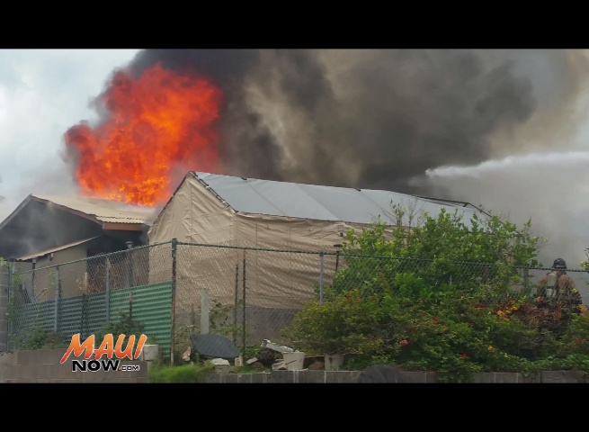 Kea Street home fire in Kahului. Photo credit Malcom Fujita.