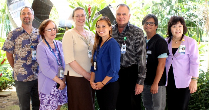MMMC team members pictured left to right: Donald Halsey, Stroke Program Coordinator; Dr. Susan Stewart, Chief of Clinical Affairs; Kathy Hall, Imaging Supervisor; Iris Zulueta, RPN; David May, ED Assistant Manager; Julius Montehermoso. Courtesy photo.