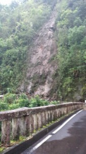Landslide near Keʻanae along the Hāna Highway. (06.01.15) File photo credit: Kaliko Sanchez.