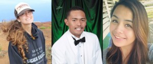 This year's Josh Jerman Scholarship winners are Sarah Jenkins from Moloka‘i High School, Marc Pader from Lana‘i High School and Ja‘ie Victorine-Dyment from Hāna High and Elementary School