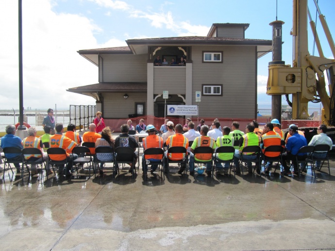 A groundbreaking/blessing for the Maalaea SBH Ferry Pier Replacement project was held on July 7, 2015, 10 a.m. at the harbor office on Maui. DLNR photo.