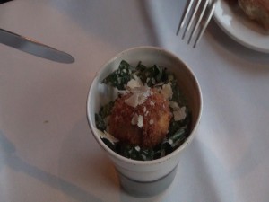 Kale Caesar salad with "soft-poach" fried egg. Photo by Kiaora Bohlool.