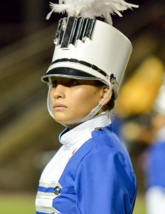 Focused Maui High band member during halftime presentation. Photo by Rodney S. Yap.