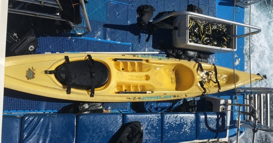 The Coast Guard responded to a report of an unmanned yellow kayak found offshore of Olowalu, Maui, Saturday. If you have any information regarding the ownership of this boat, please contact the Coast Guard Sector Honolulu Command Center at 808-842-2600. (Courtesy photo)