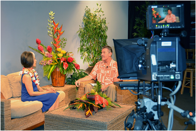 Mary Lee Chin, M.S., R.D., a nationally recognized registered dietitian and nutrition expert, shares information on various food-related topics with Kokua Show’s host Chivo Ching-Johnson. Photo provided by Maui Farm  Bureau.