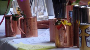 Copper mugs at Moscow Mule Maui Style. Photo by Kiaora Bohlool.