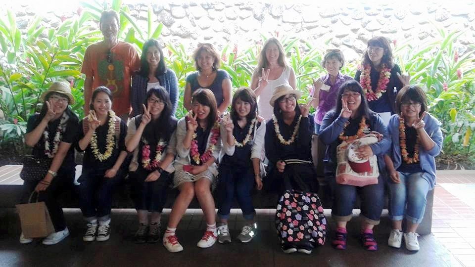 Students from Fukuyama University are greeted by their Maui host families Sunday at Kahului Airport. Photo courtesy Stephanie Ohigashi.