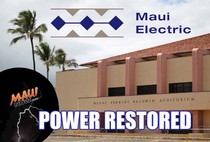 Power restored after lightning strike on Kaʻahumanu Avenue. Graphic by Wendy Osher/Maui Now.
