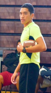 Molokai quarterback John-Michael Mokiao-Duvachelle passed for four touchdowns and ran for another Saturday as the Famers destroyed Seabury Hall 62-7. File photo by Rodney S. Yap.