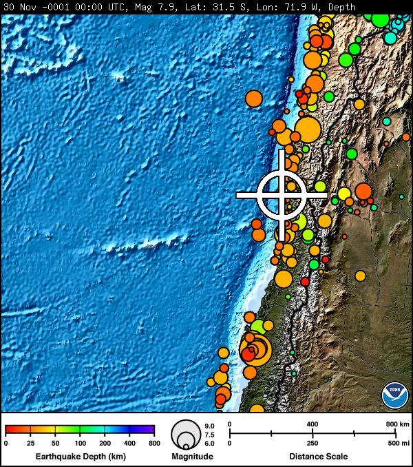 Chile Earthquake Sept. 16, 2015. Image credit: Pacific Tsunami Warning Center. 