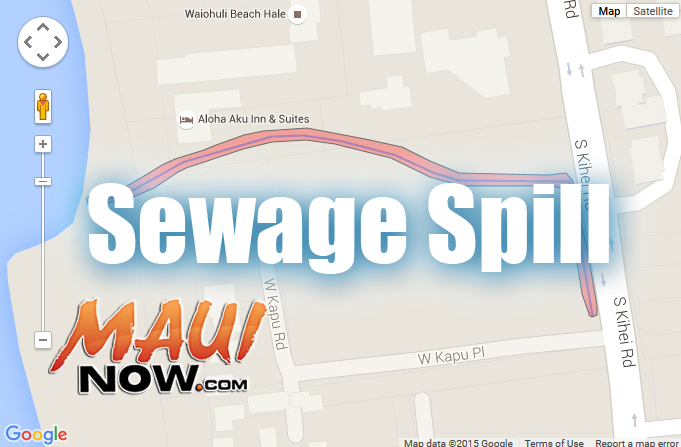 Sewage spill, Kīhei. Map credit: State Department of Health/Google.