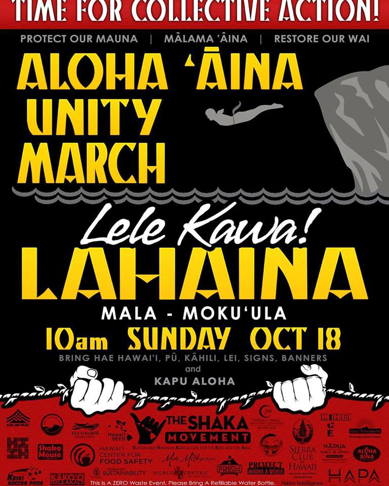 Aloha ʻĀina Unity March event flyer.