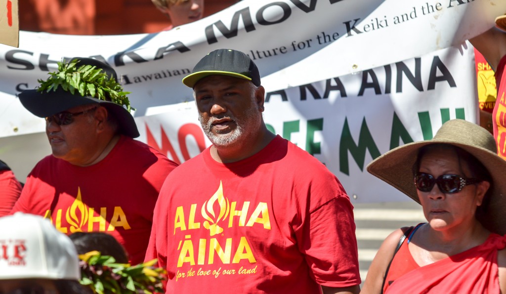 Sunday's Aloha ʻĀina Unity March down Front Street in Lahaina. Organizers estimate 6,000 people attended the march and the rally that followed. Photo by Rodney S. Yap.