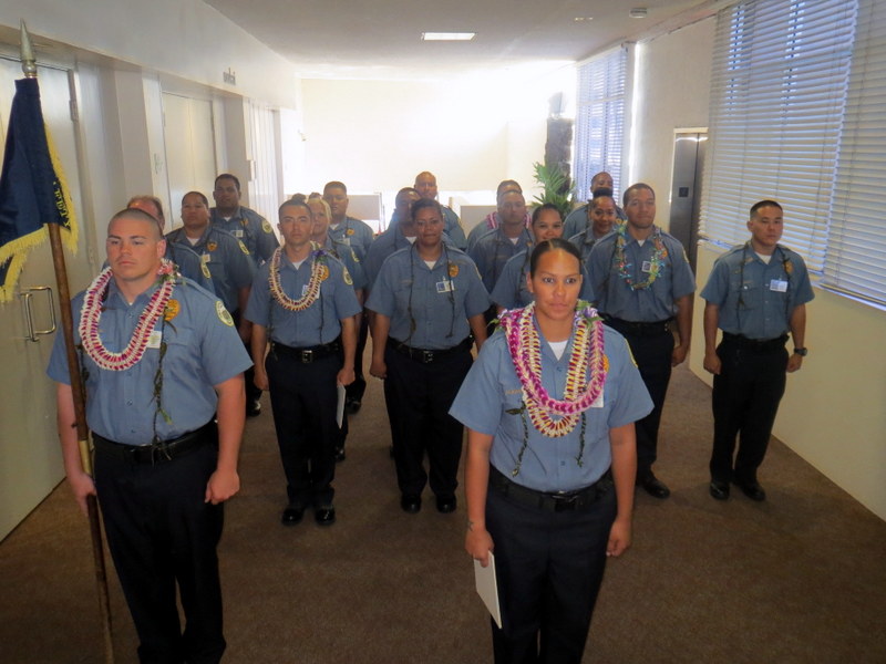 Adult Corrections Officer Recruit Graduation Class in Formation. Photo credit: Department of Public Safety.