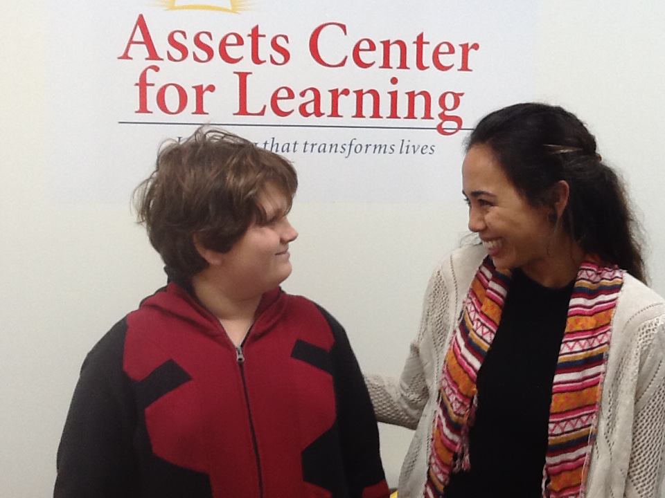 Student Taj Manning with tutor Gabby Roback at the Assets Center for Learning in Kahului.