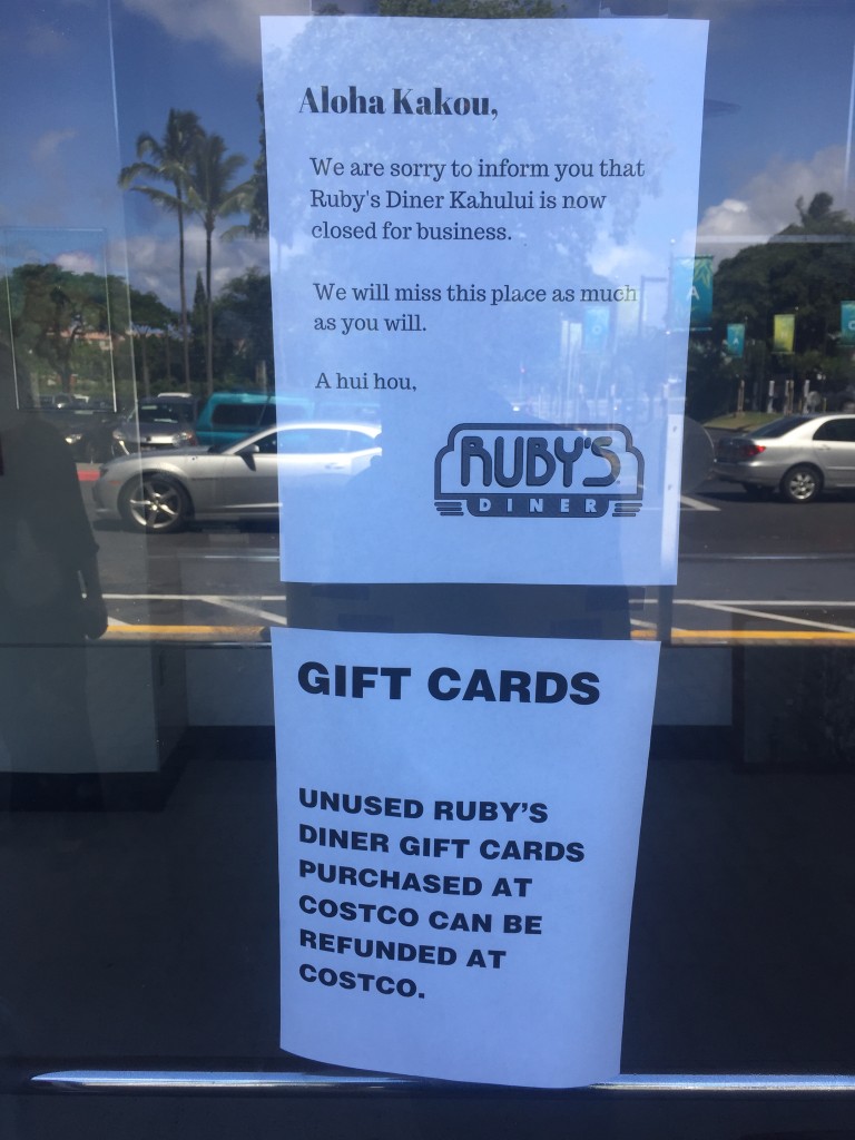 Ruby's Diner at the Queen Kaʻahumanu Shopping Center in Kahului. Photo by Jack Dugan.