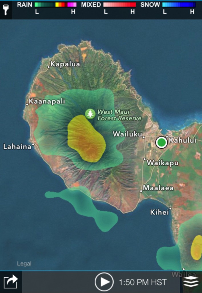 Radar image of West Maui courtesy Maui Fire Department.