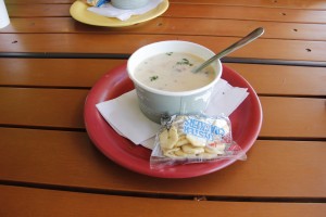 Seafood Chowder, made fresh daily at Coconut's Fish Cafe in Kihei. Photo by Marlo Antes.