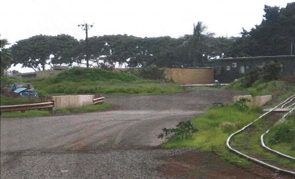 View South at Kahoma Stream Flood Control Channel Crossing (Cane Haul Road and LKPR Sugar Cane Train Track). Photo credit: Munekiyo Hiraga via Final Environmental Assessment prepared for the Maui Department of Public Works.