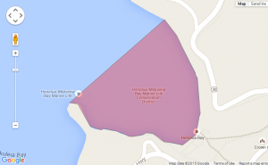 Honolua Bay brown water advisory map. Credit: State Department of Health/Google.