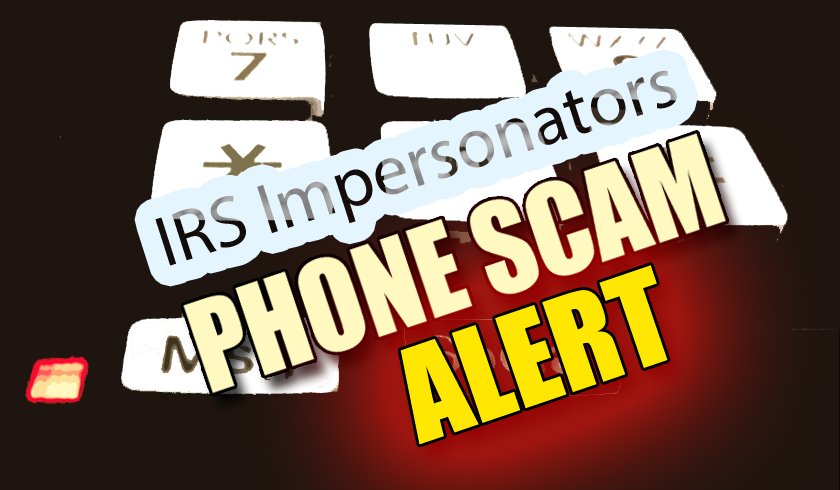 IRS Impersonators phone scam. Graphic by Wendy Osher / Maui Now.