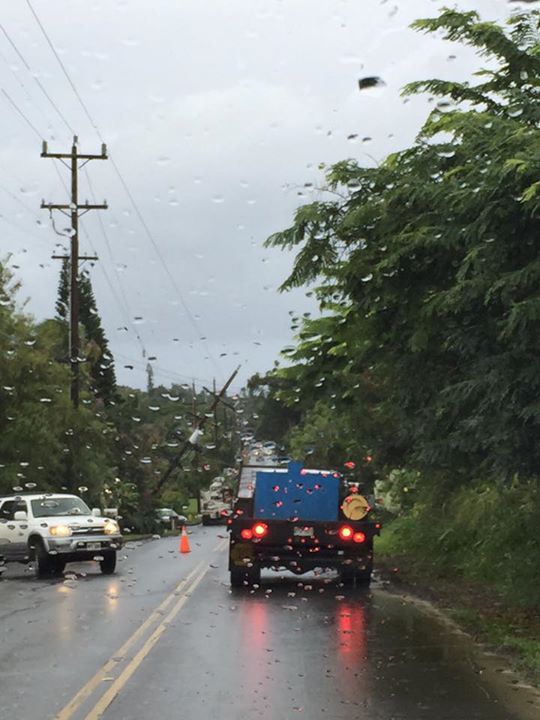 Utility pole repairs, Maui, 11/20/15. Photo credit: Nikki Schenfeld