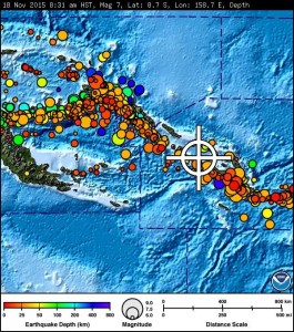 Solomon Islands earthquake map, 11/18/15. Image credit: Pacific Tsunami Warning Center.