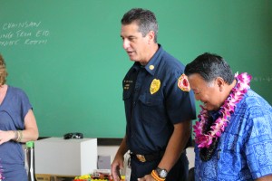 Fire Chief Jeff Murray and Maui Mayor Alan Arakawa. Dec. 14, 2015. Photo by Wendy Osher.