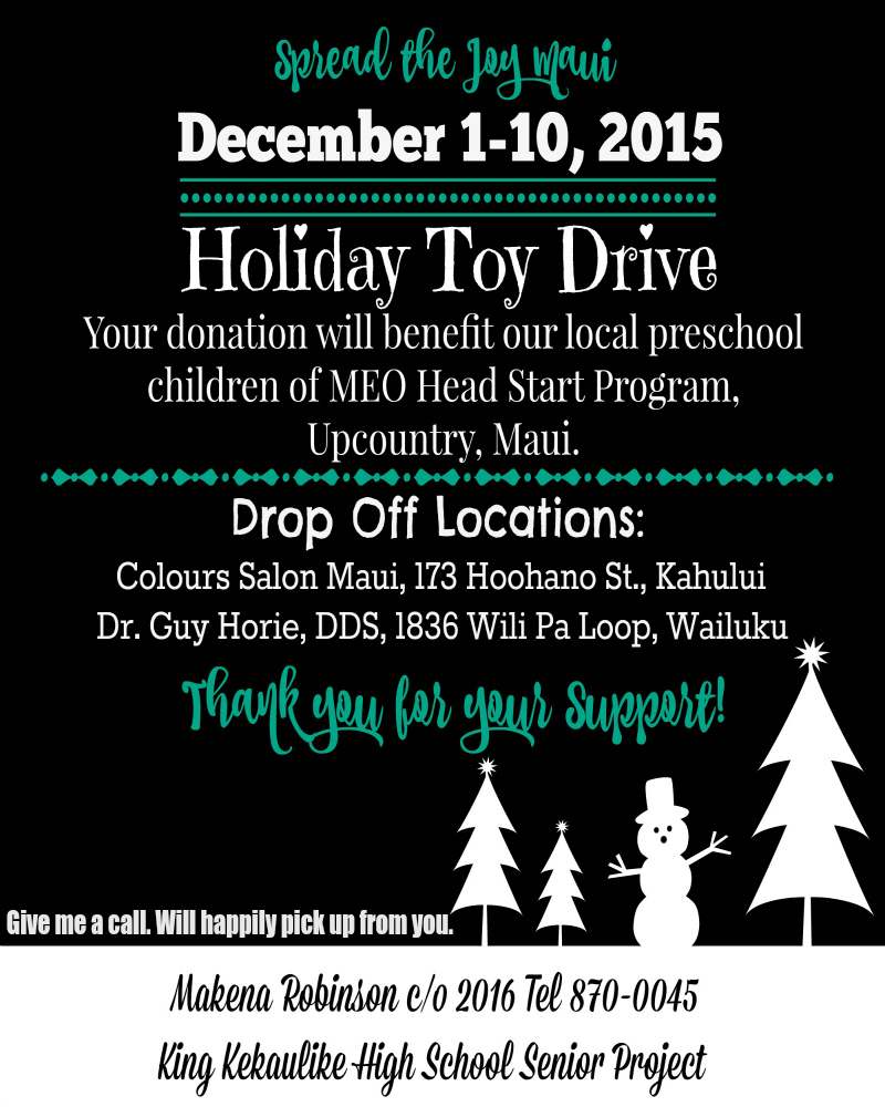 Toy Drive poster provided by Makena Robinson.