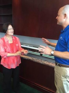 Senator Hirono is briefed during a tour of the Honolulu rail system. Courtesy photo.