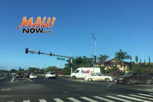 Piʻilani Highway traffic accident at Ohukai Road, Dec. 21, 2015. Courtesy photo.