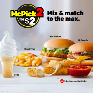 McPick 2 for $2 value menu will last through Feb. 8 at McDonald's. Image courtesy of McDonald's Restaurants of Hawai'i.